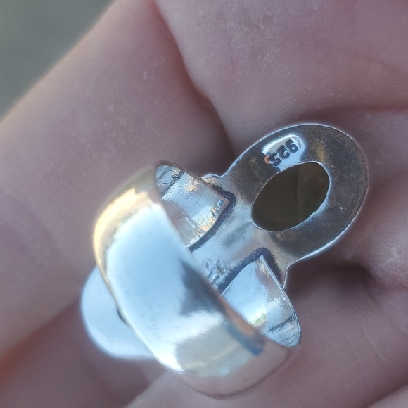 New Tiger Eye and White Topaz 925 Silver Statement Ring. - Picture 9 of 12